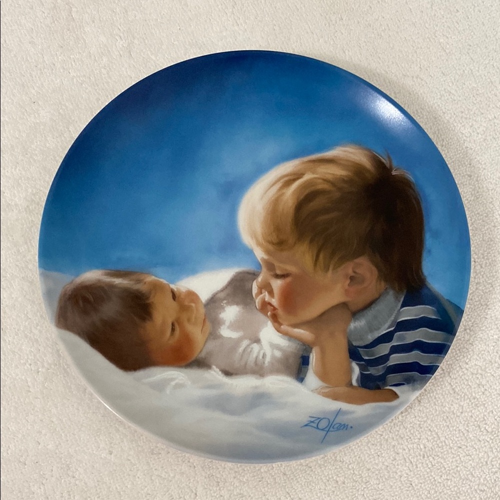 Adorable BROTHERLY LOVE Collectors Plate by Donald Zolan